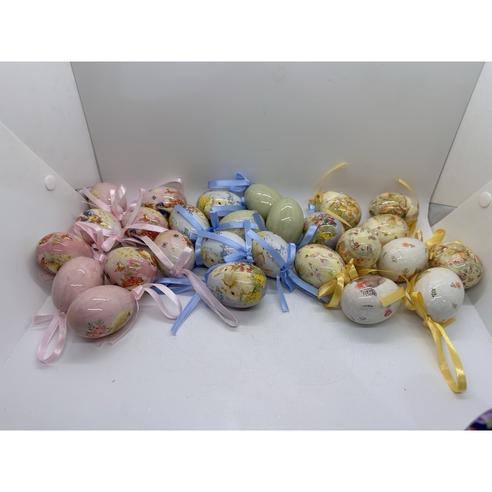 Easter Bunny Peter Rabbit Style Egg Ornaments Set 27 Floral Hanging Decor